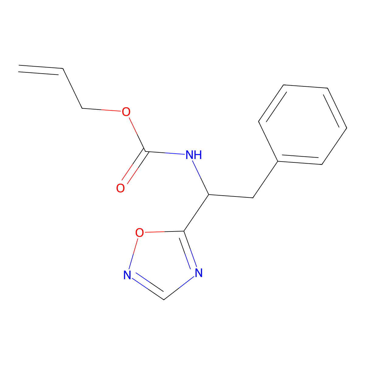 prop-2-en-1-yl N-[1-(1,2,4-oxadiazol-5-yl)-2-phenylethyl]carbamate molecular structure, CAS 2680835-04-3