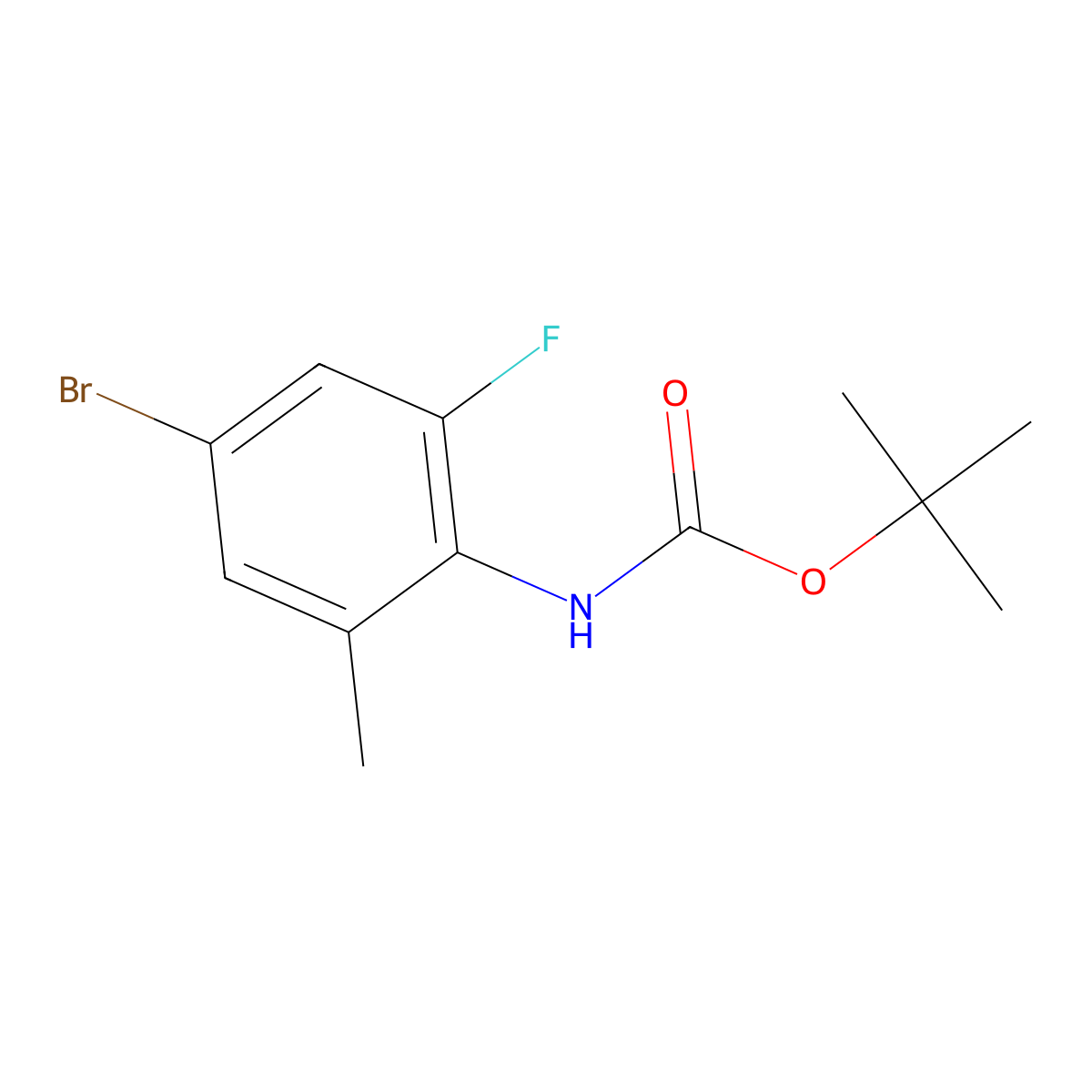 tert-butyl N-(4-bromo-2-fluoro-6-methylphenyl)carbamate molecular structure, CAS 2680835-10-1