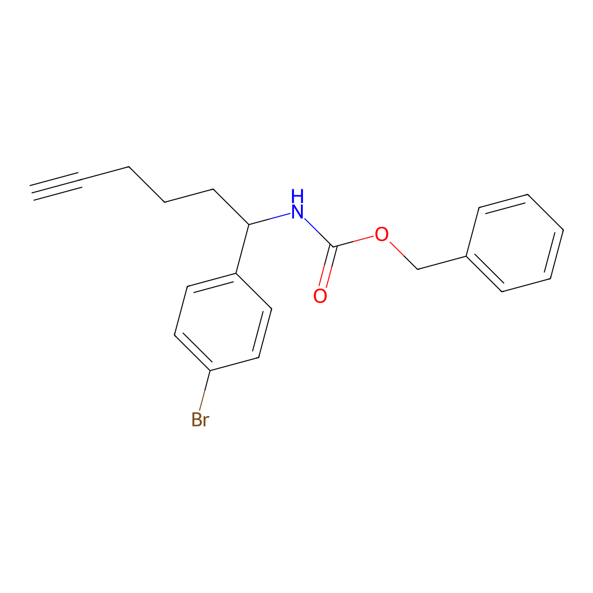 benzyl N-[1-(4-bromophenyl)hex-5-yn-1-yl]carbamate molecular structure, CAS 2680835-11-2
