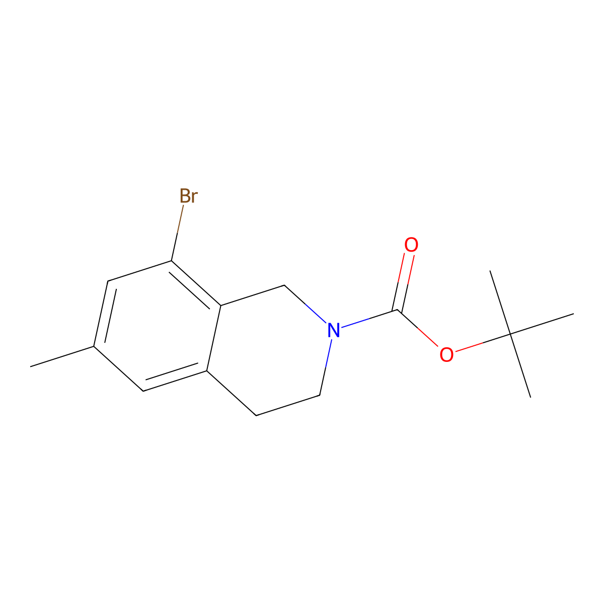 Tert-butyl 8-bromo-6-methyl-1,2,3,4-tetrahydroisoquinoline-2-carboxylate molecular structure, CAS 2680835-23-6