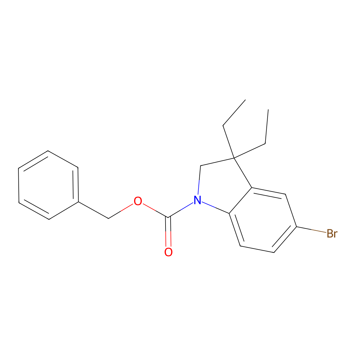 benzyl 5-bromo-3,3-diethyl-2,3-dihydro-1H-indole-1-carboxylate molecular structure, CAS 2680835-26-9