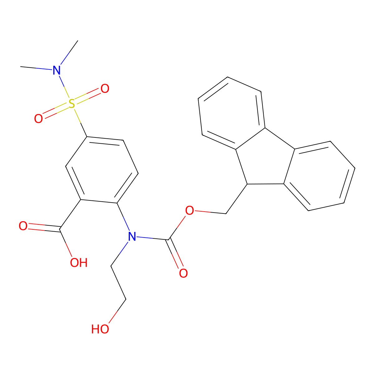 5-(dimethylsulfamoyl)-2-({[(9H-fluoren-9-yl)methoxy]carbonyl}(2-hydroxyethyl)amino)benzoic acid molecular structure, CAS 2680835-32-7