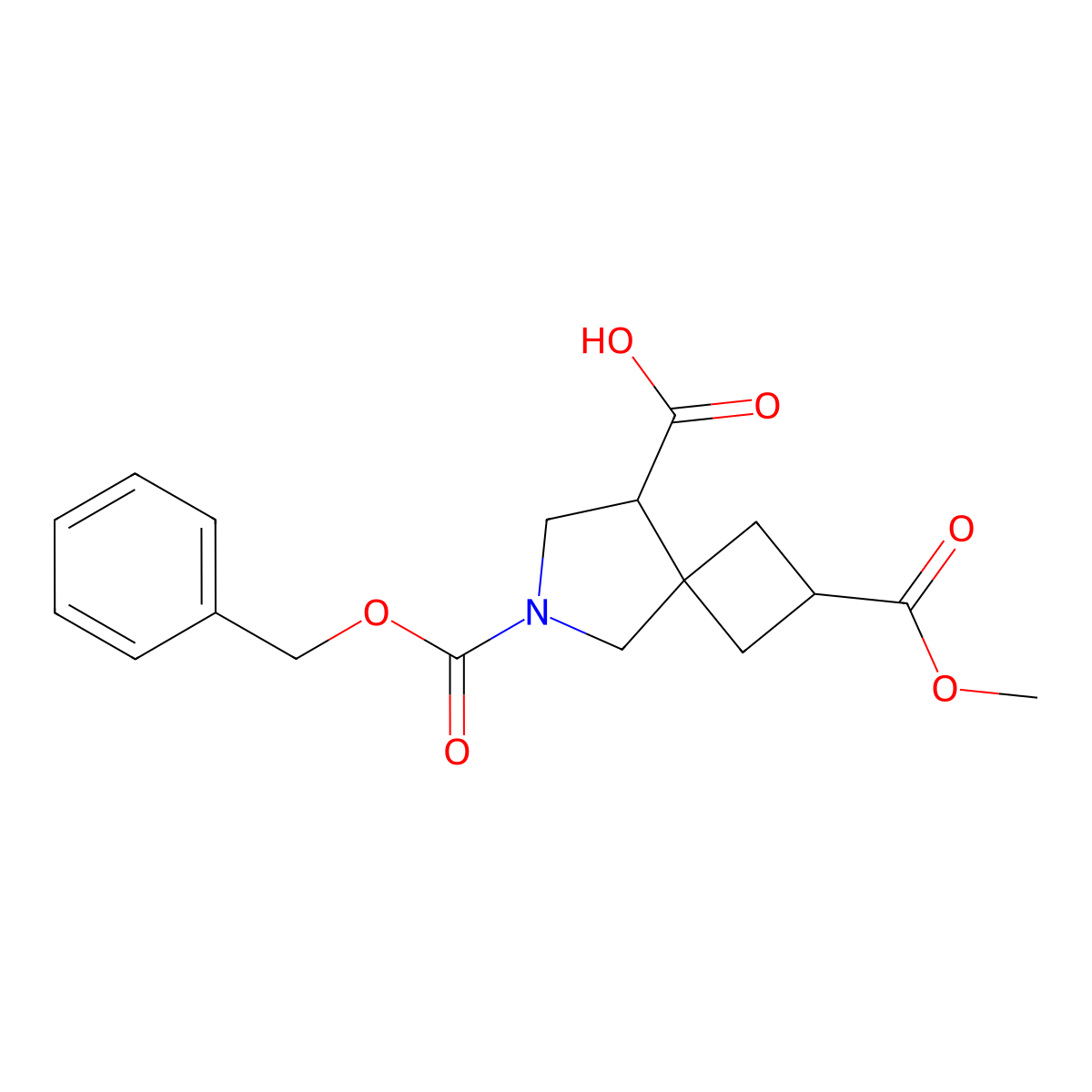 6-[(Benzyloxy)carbonyl]-2-(methoxycarbonyl)-6-azaspiro[3.4]octane-8-carboxylic acid molecular structure, CAS 2680835-36-1