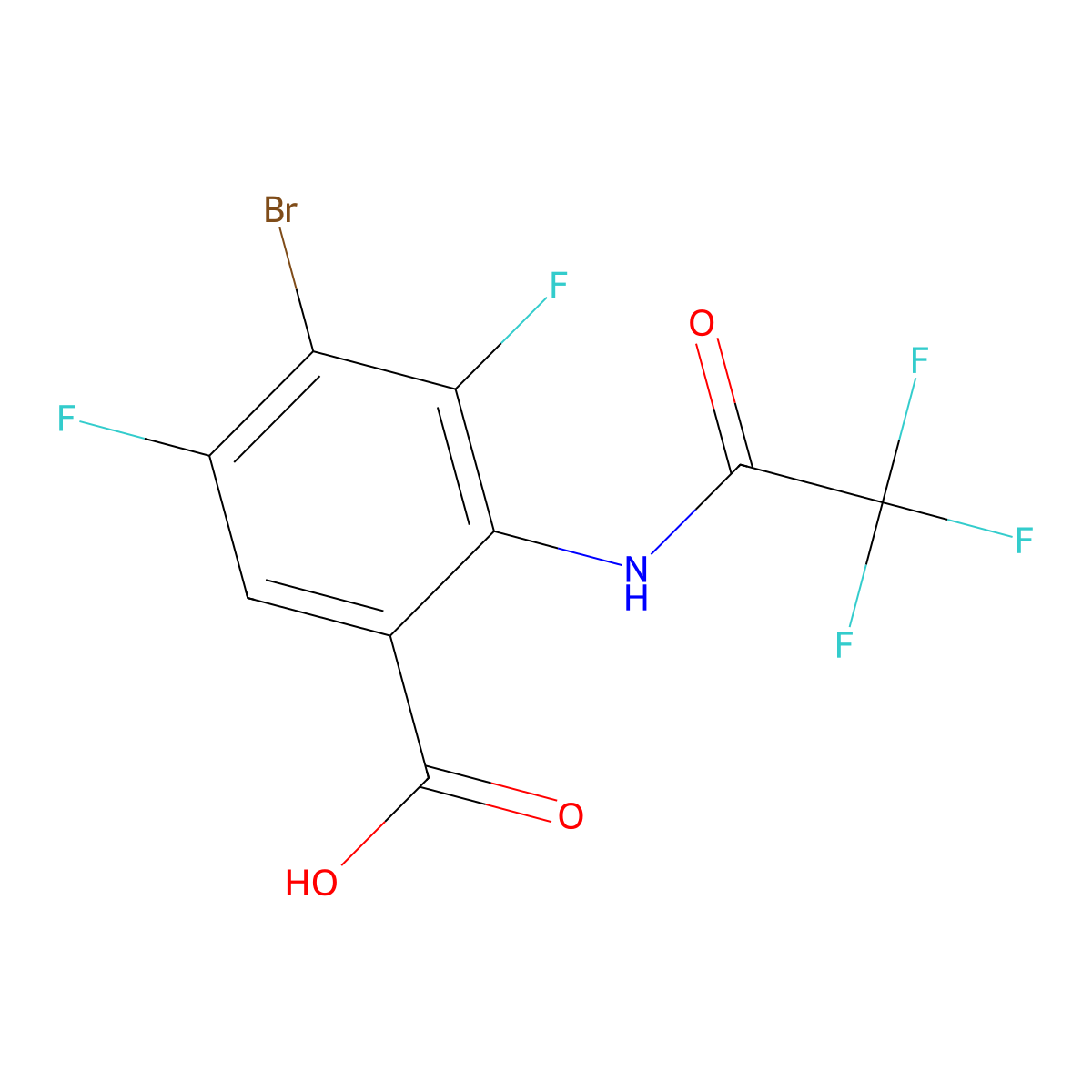4-Bromo-3,5-difluoro-2-(2,2,2-trifluoroacetamido)benzoic acid molecular structure, CAS 2680835-40-7