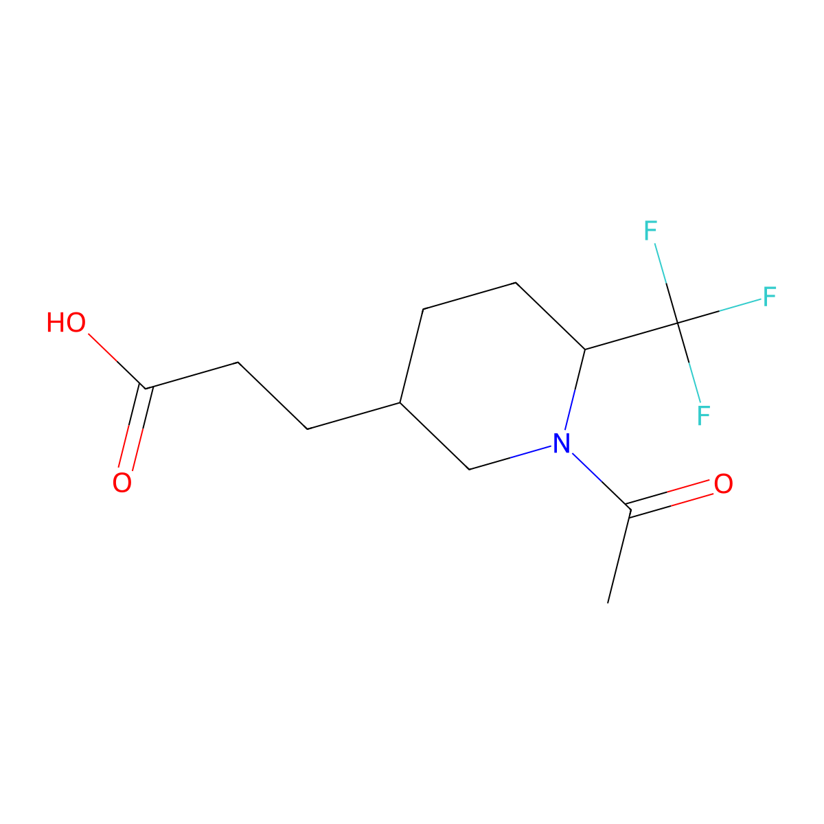 3-[1-Acetyl-6-(trifluoromethyl)piperidin-3-yl]propanoic acid molecular structure, CAS 2680835-45-2