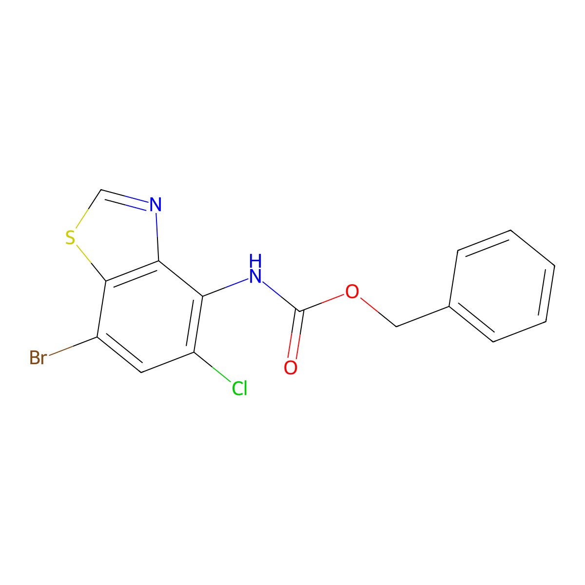 benzyl N-(7-bromo-5-chloro-1,3-benzothiazol-4-yl)carbamate molecular structure, CAS 2680835-46-3