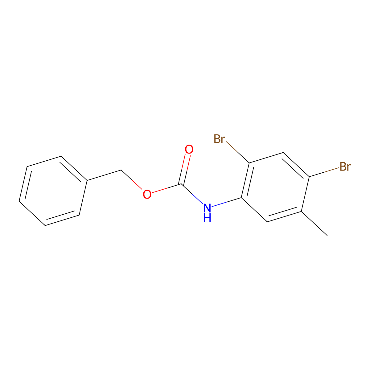 benzyl N-(2,4-dibromo-5-methylphenyl)carbamate molecular structure, CAS 2680835-56-5