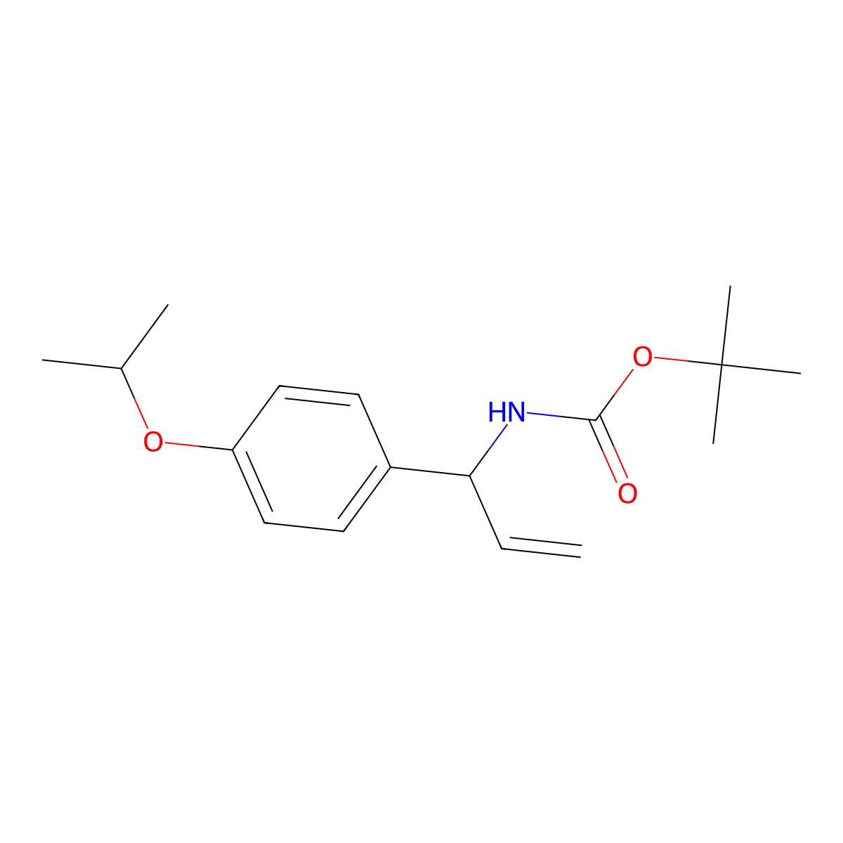 tert-butyl N-{1-[4-(propan-2-yloxy)phenyl]prop-2-en-1-yl}carbamate molecular structure, CAS 2680835-58-7