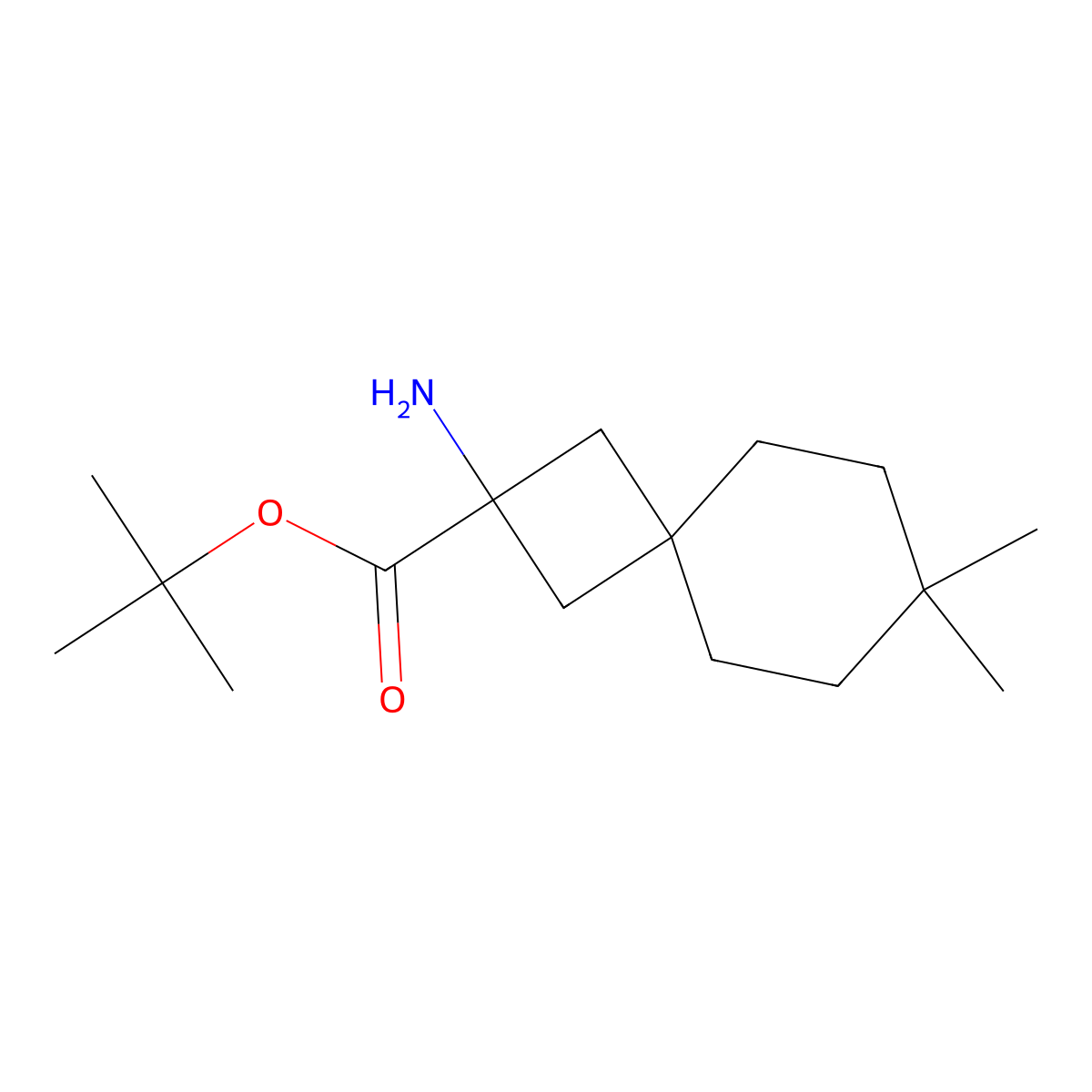 Tert-butyl 2-amino-7,7-dimethylspiro[3.5]nonane-2-carboxylate molecular structure, CAS 2680835-61-2