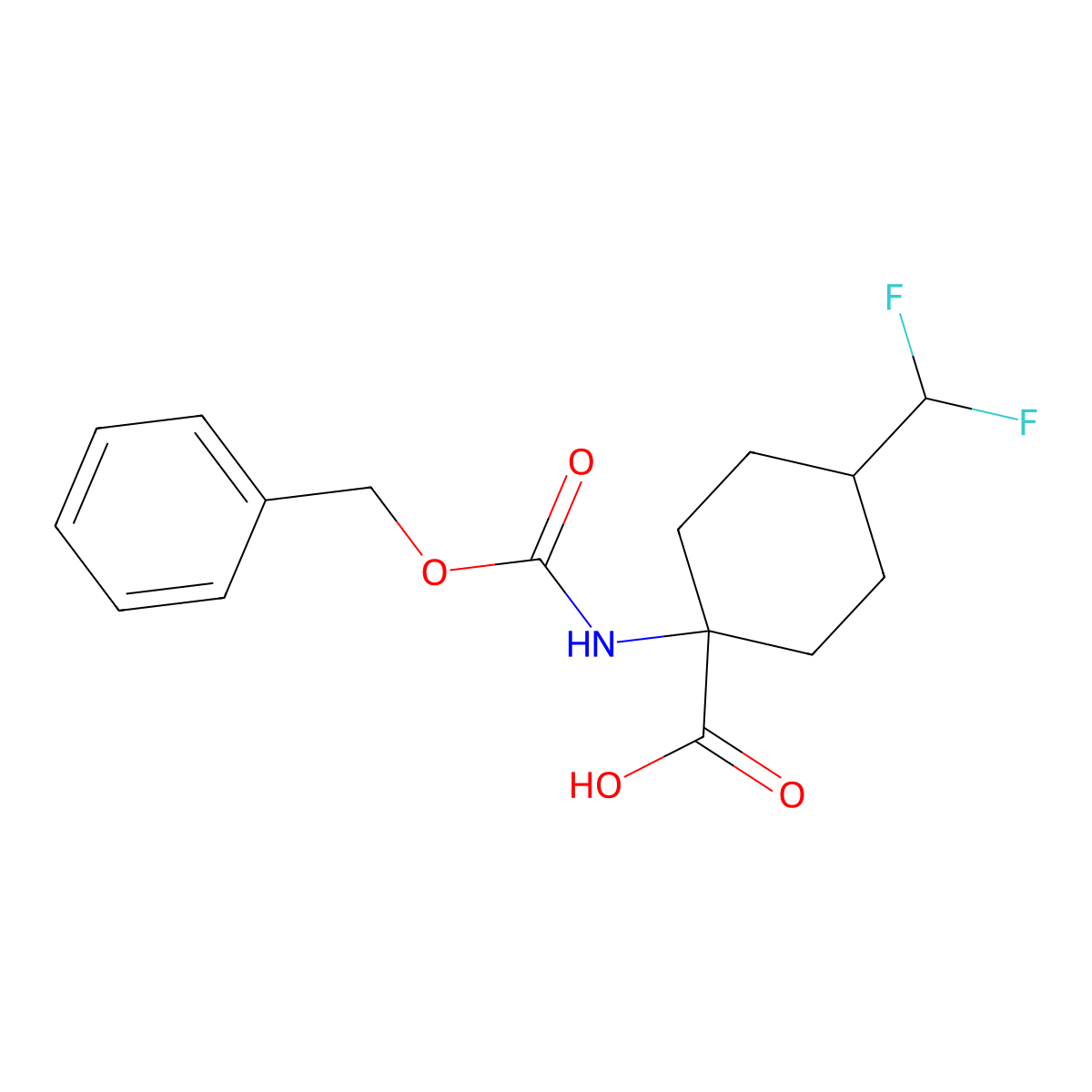 1-{[(Benzyloxy)carbonyl]amino}-4-(difluoromethyl)cyclohexane-1-carboxylic acid molecular structure, CAS 2680835-79-2