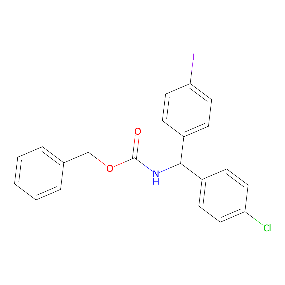 benzyl N-[(4-chlorophenyl)(4-iodophenyl)methyl]carbamate molecular structure, CAS 2680835-81-6
