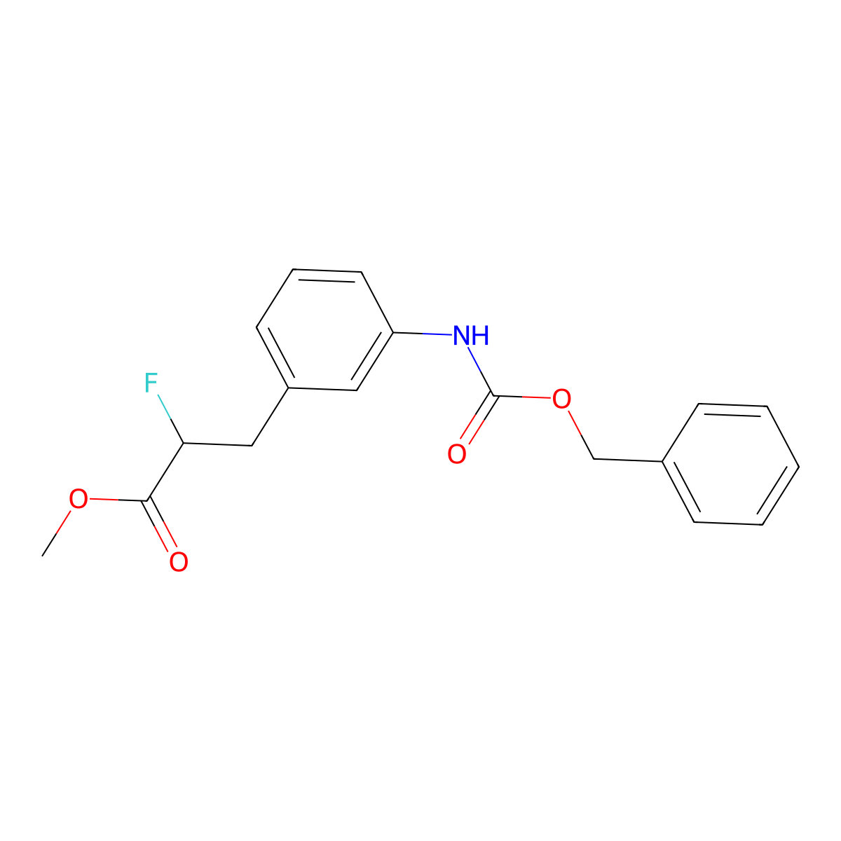 Methyl 3-(3-{[(benzyloxy)carbonyl]amino}phenyl)-2-fluoropropanoate molecular structure, CAS 2680835-89-4