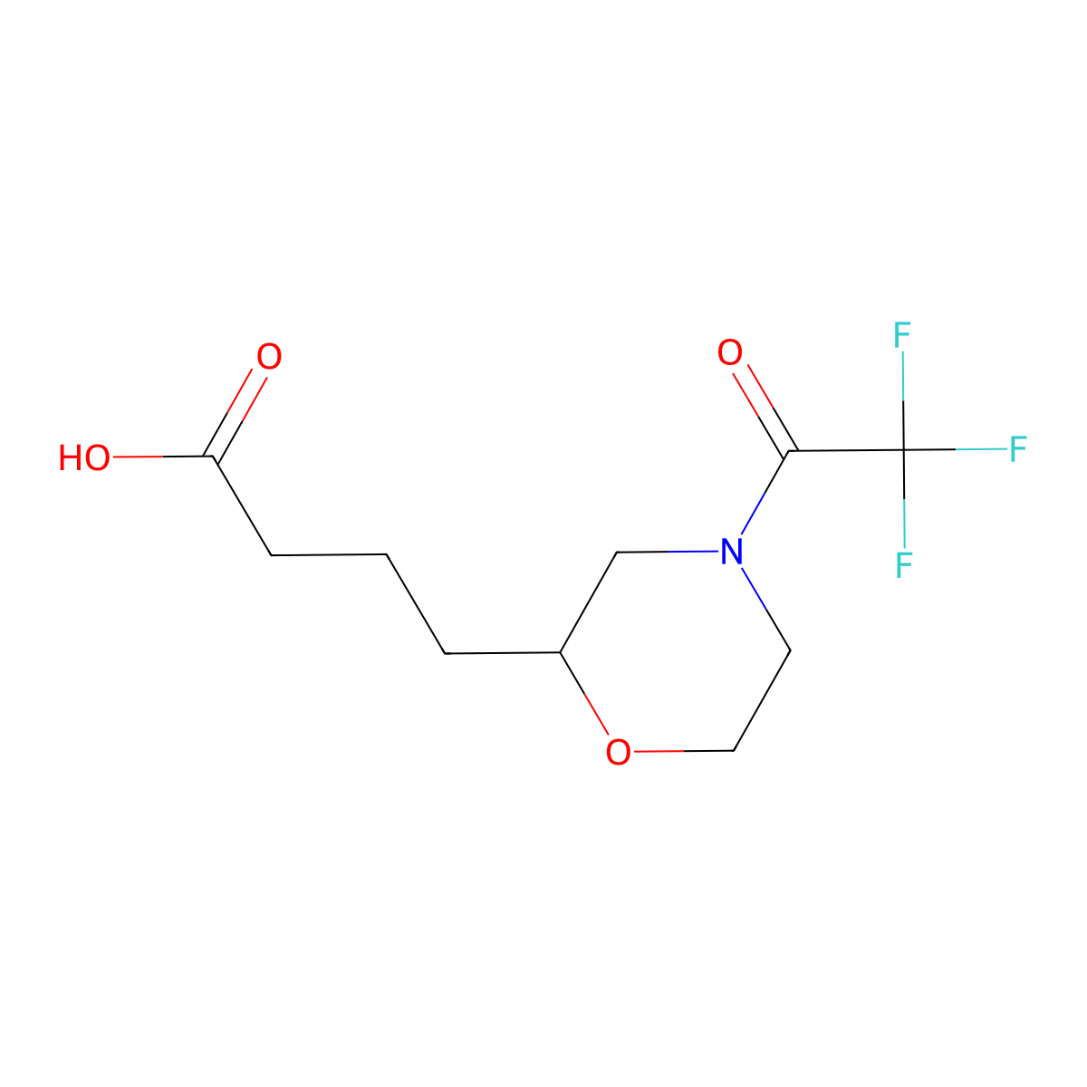 4-[4-(2,2,2-Trifluoroacetyl)morpholin-2-yl]butanoic acid molecular structure, CAS 2680835-90-7