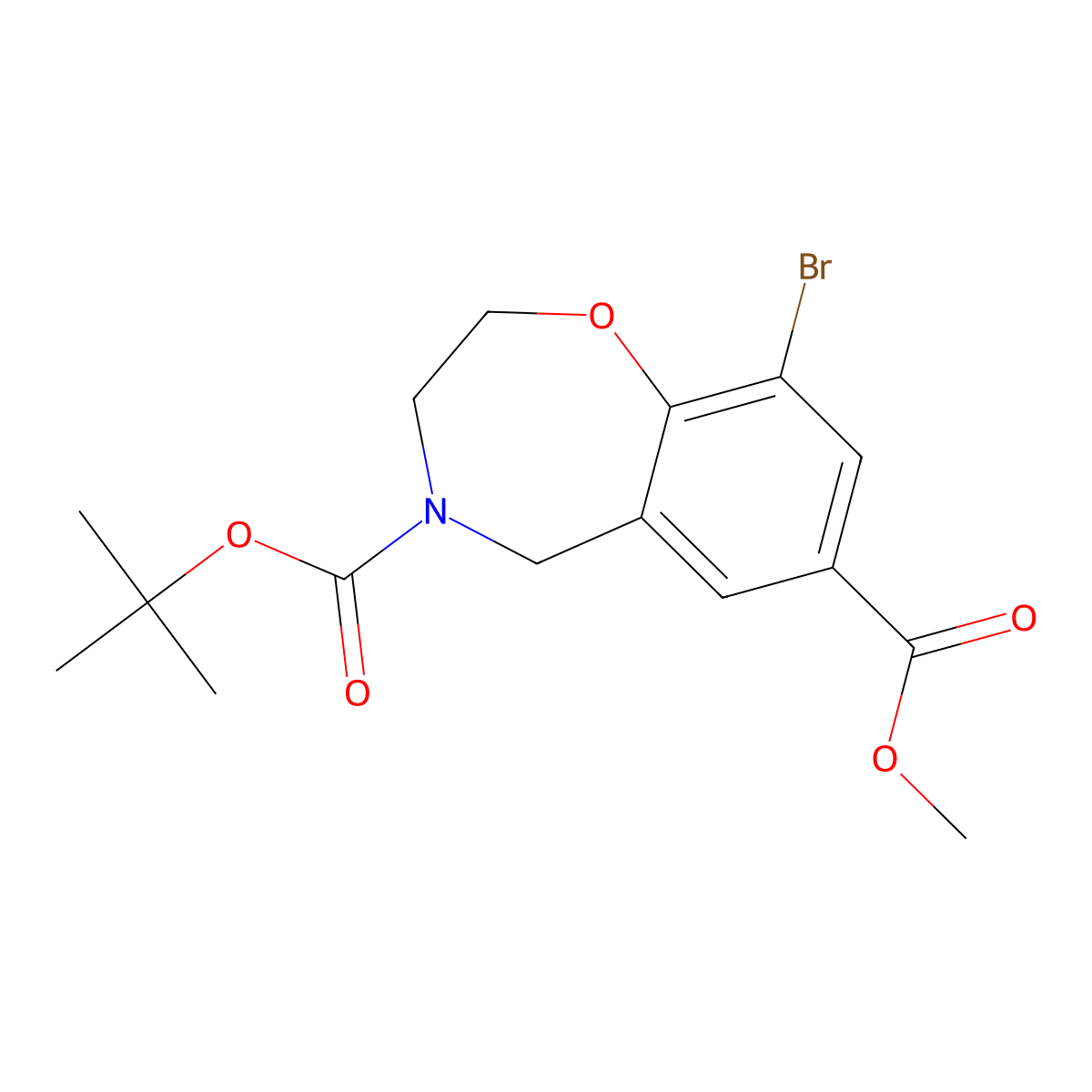 4-Tert-butyl 7-methyl 9-bromo-2,3,4,5-tetrahydro-1,4-benzoxazepine-4,7-dicarboxylate molecular structure, CAS 2680835-94-1