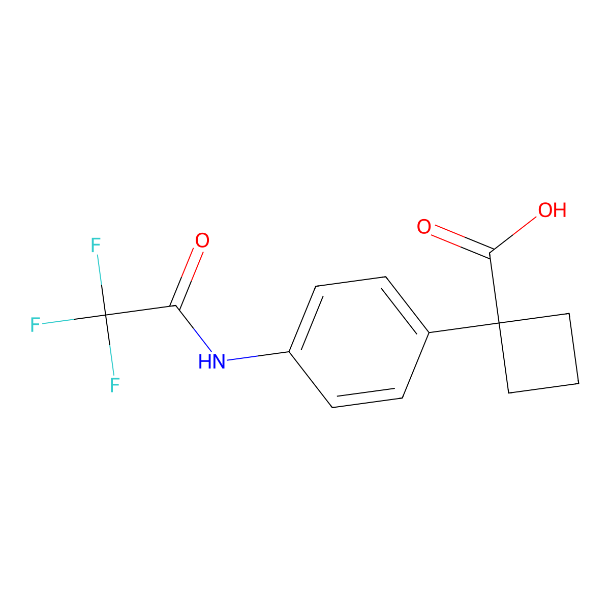 1-[4-(2,2,2-Trifluoroacetamido)phenyl]cyclobutane-1-carboxylic acid molecular structure, CAS 2680835-98-5