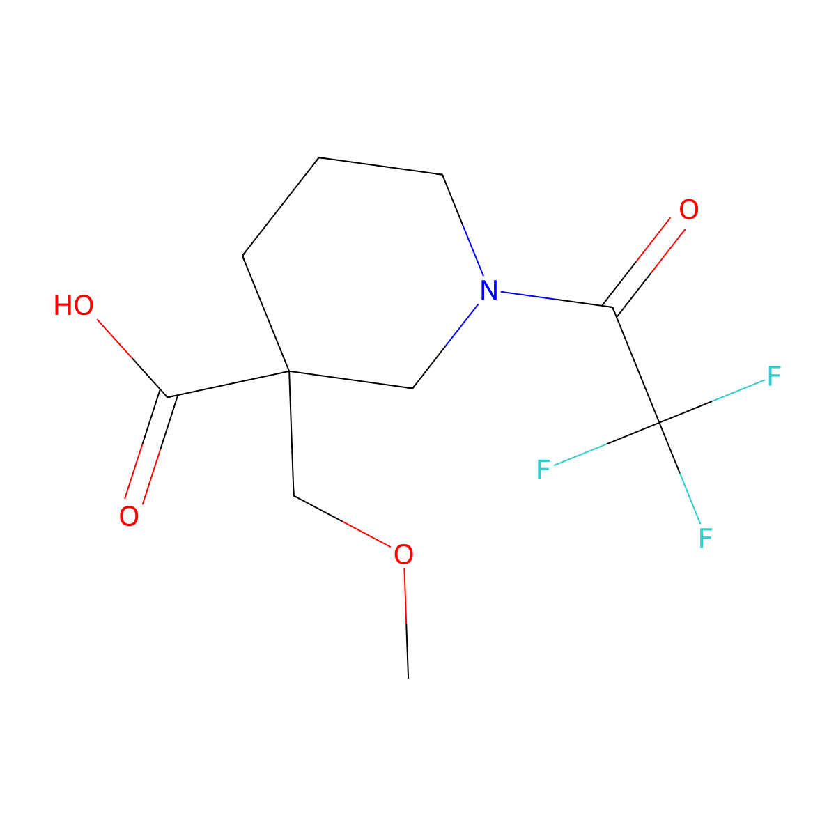 3-(Methoxymethyl)-1-(2,2,2-trifluoroacetyl)piperidine-3-carboxylic acid molecular structure, CAS 2680836-00-2