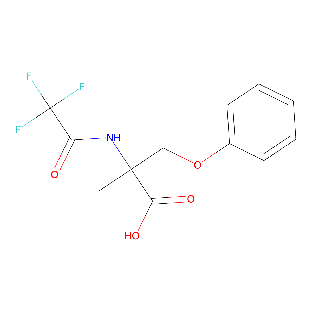 2-Methyl-3-phenoxy-2-(2,2,2-trifluoroacetamido)propanoic acid molecular structure, CAS 2680836-01-3