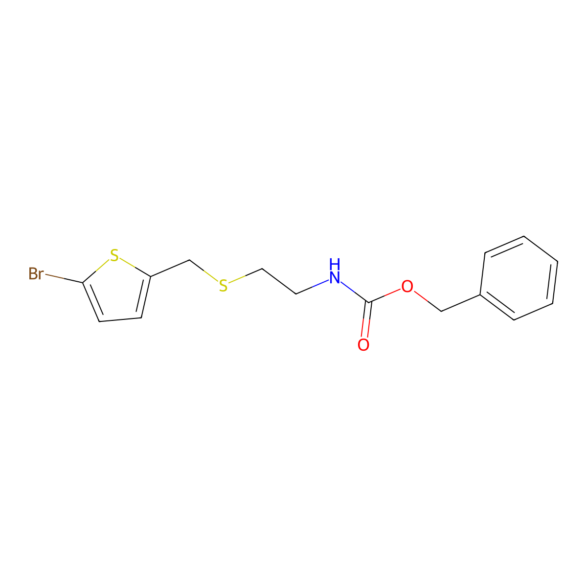 benzyl N-(2-{[(5-bromothiophen-2-yl)methyl]sulfanyl}ethyl)carbamate molecular structure, CAS 2680836-02-4