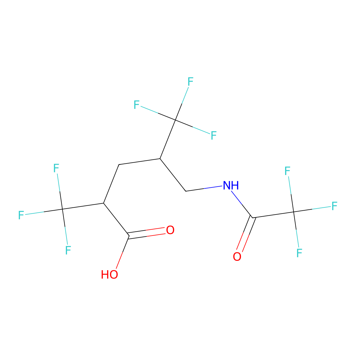 5,5,5-Trifluoro-4-[(2,2,2-trifluoroacetamido)methyl]-2-(trifluoromethyl)pentanoic acid molecular structure, CAS 2680836-04-6