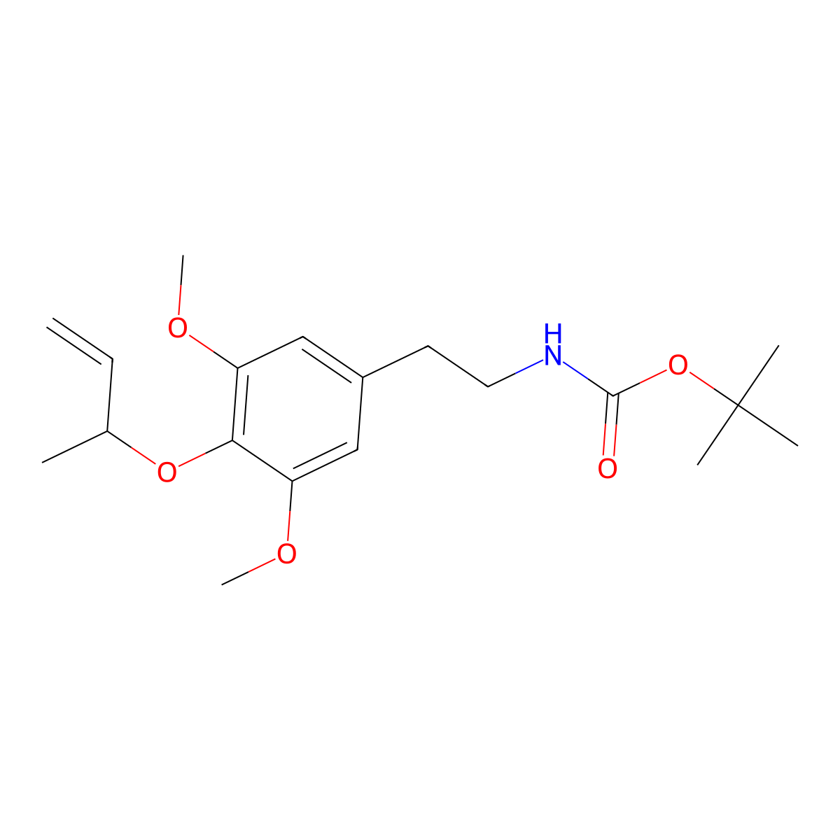 tert-butyl N-{2-[4-(but-3-en-2-yloxy)-3,5-dimethoxyphenyl]ethyl}carbamate molecular structure, CAS 2680836-08-0