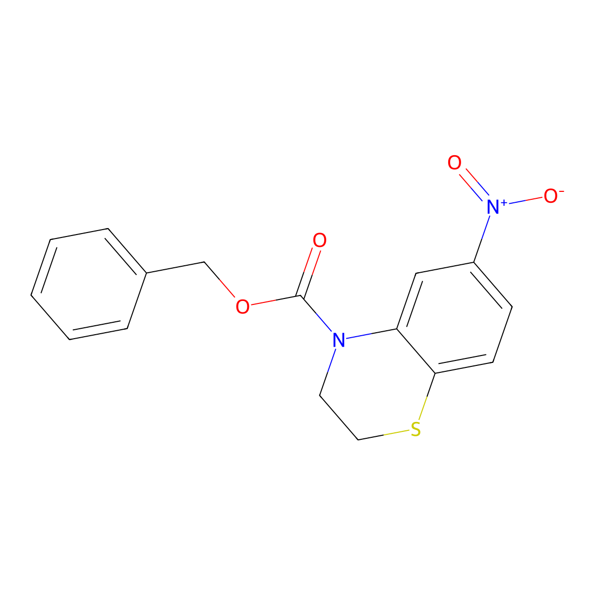 benzyl 6-nitro-3,4-dihydro-2H-1,4-benzothiazine-4-carboxylate molecular structure, CAS 2680836-13-7