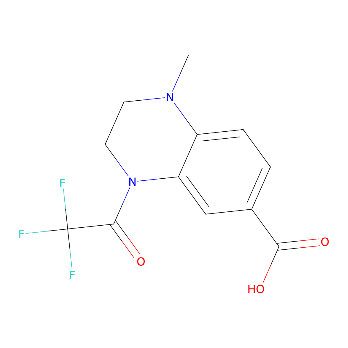 1-Methyl-4-(2,2,2-trifluoroacetyl)-1,2,3,4-tetrahydroquinoxaline-6-carboxylic acid molecular structure, CAS 2680836-14-8