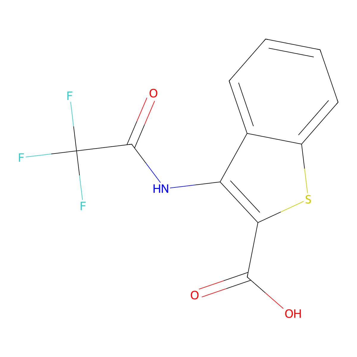 3-(2,2,2-Trifluoroacetamido)-1-benzothiophene-2-carboxylic acid molecular structure, CAS 2680836-18-2