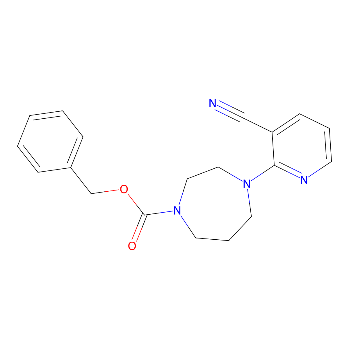 Benzyl 4-(3-cyanopyridin-2-yl)-1,4-diazepane-1-carboxylate molecular structure, CAS 2680836-23-9
