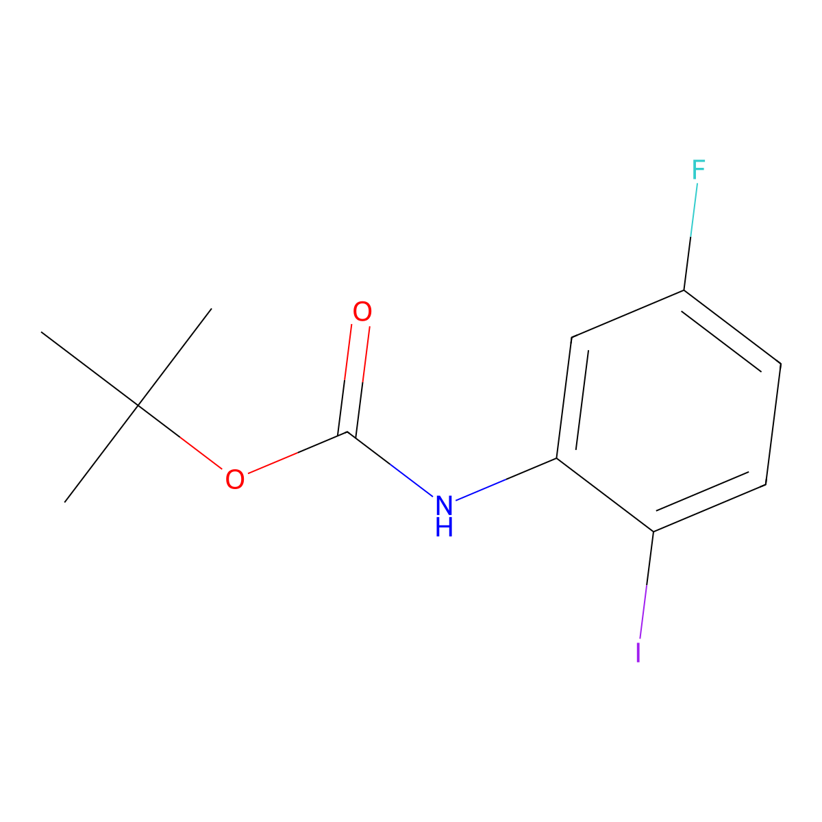 tert-butyl N-(5-fluoro-2-iodophenyl)carbamate molecular structure, CAS 2680836-29-5