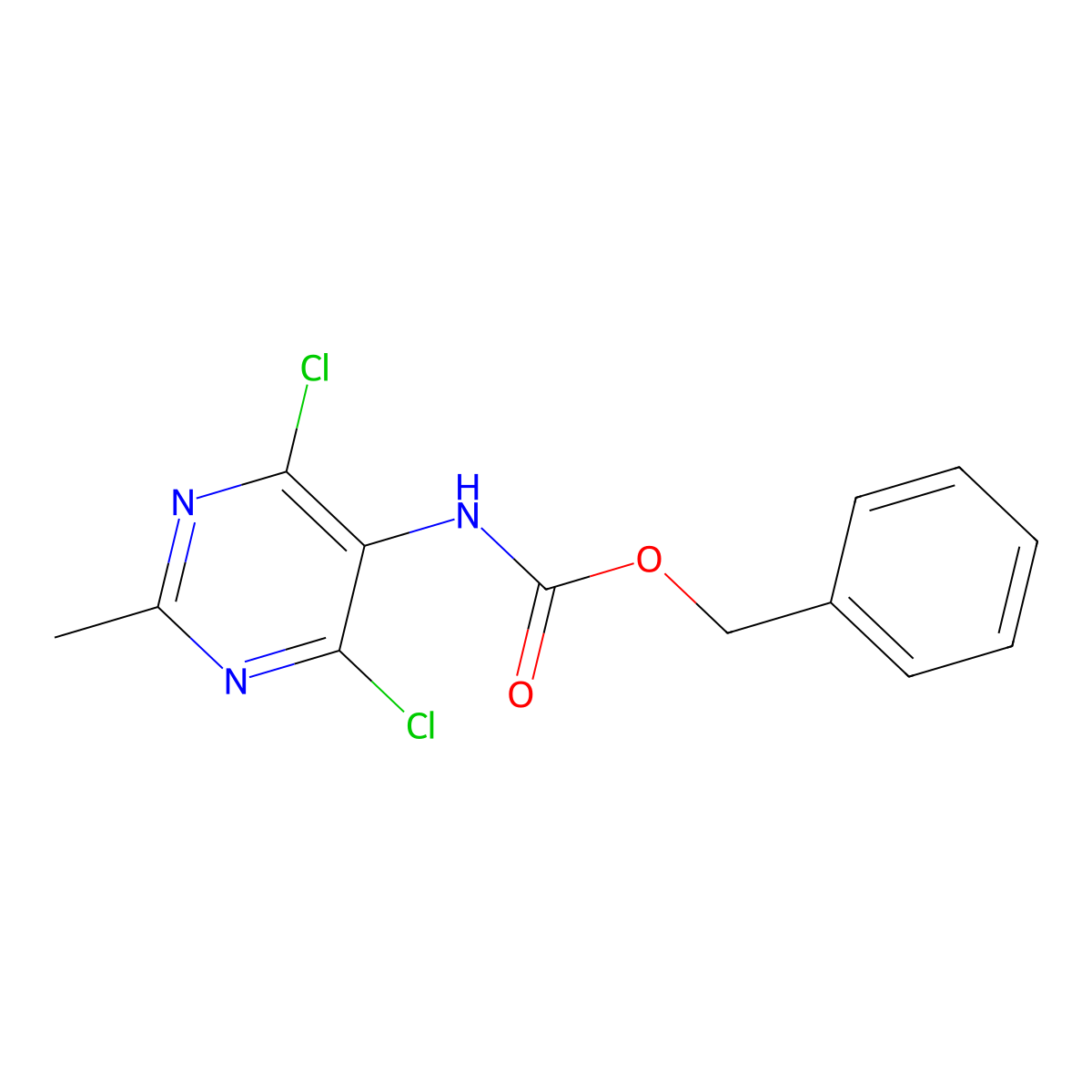 benzyl N-(4,6-dichloro-2-methylpyrimidin-5-yl)carbamate molecular structure, CAS 2680836-31-9