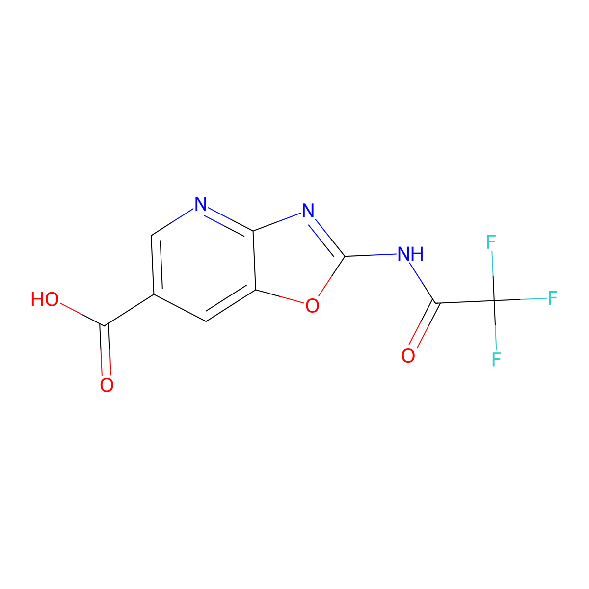 2-(2,2,2-Trifluoroacetamido)-[1,3]oxazolo[4,5-b]pyridine-6-carboxylic acid molecular structure, CAS 2680836-34-2