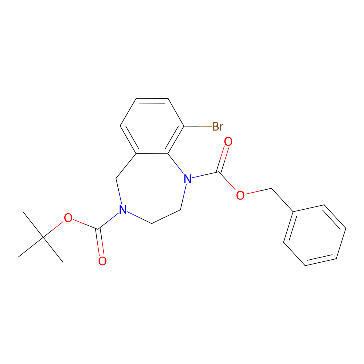 1-benzyl 4-tert-butyl 9-bromo-2,3,4,5-tetrahydro-1H-1,4-benzodiazepine-1,4-dicarboxylate molecular structure, CAS 2680836-36-4