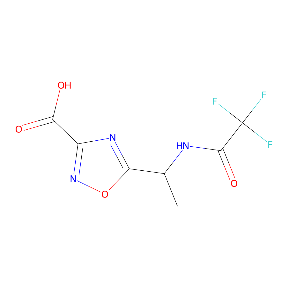 5-[1-(2,2,2-Trifluoroacetamido)ethyl]-1,2,4-oxadiazole-3-carboxylic acid molecular structure, CAS 2680836-40-0