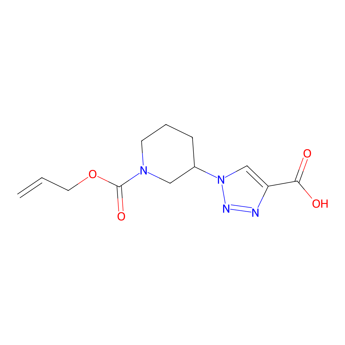 1-{1-[(prop-2-en-1-yloxy)carbonyl]piperidin-3-yl}-1H-1,2,3-triazole-4-carboxylic acid molecular structure, CAS 2680836-42-2