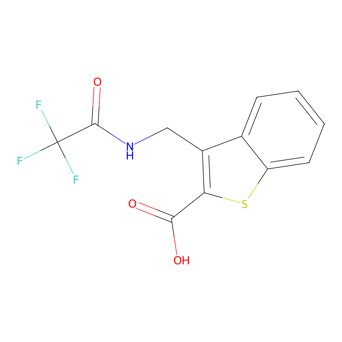 3-[(2,2,2-Trifluoroacetamido)methyl]-1-benzothiophene-2-carboxylic acid molecular structure, CAS 2680836-47-7