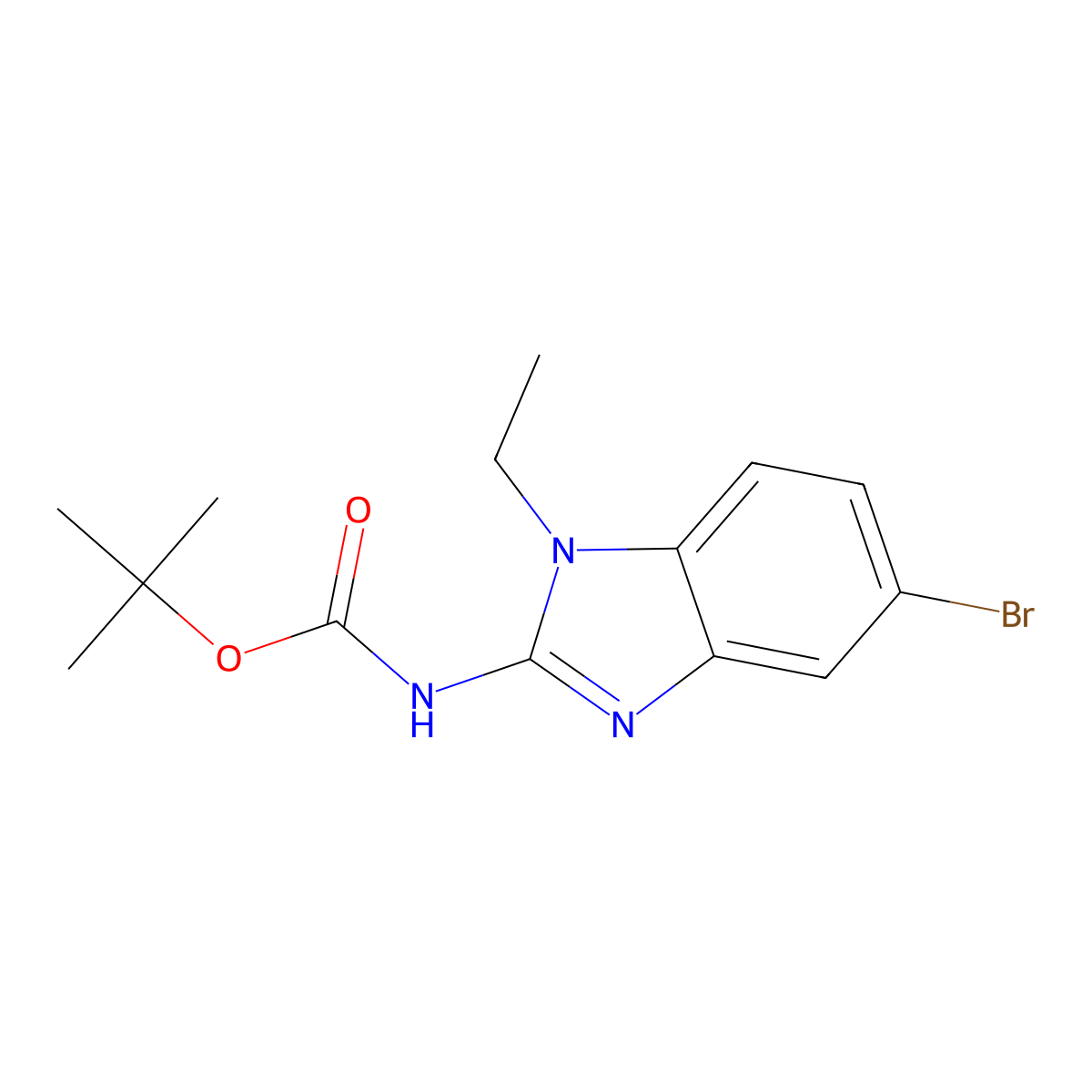 tert-butyl N-(5-bromo-1-ethyl-1H-1,3-benzodiazol-2-yl)carbamate molecular structure, CAS 2680836-48-8
