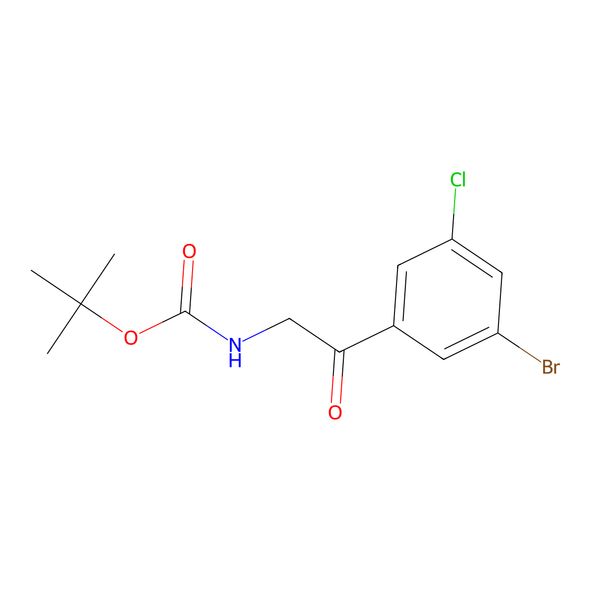 tert-butyl N-[2-(3-bromo-5-chlorophenyl)-2-oxoethyl]carbamate molecular structure, CAS 2680836-49-9