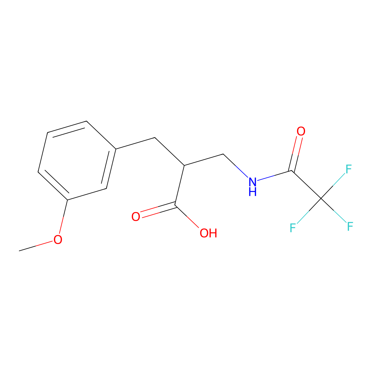 2-[(3-Methoxyphenyl)methyl]-3-(2,2,2-trifluoroacetamido)propanoic acid molecular structure, CAS 2680836-50-2