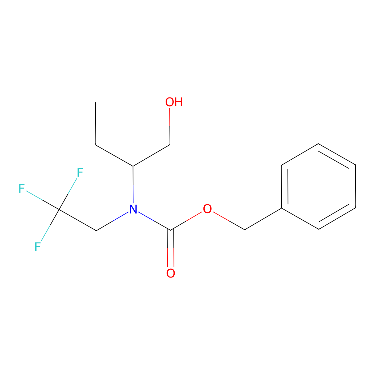 benzyl N-(1-hydroxybutan-2-yl)-N-(2,2,2-trifluoroethyl)carbamate molecular structure, CAS 2680836-54-6