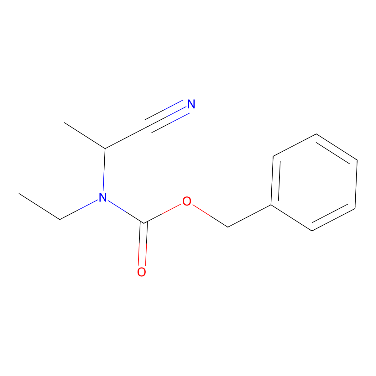 benzyl N-(1-cyanoethyl)-N-ethylcarbamate molecular structure, CAS 2680836-59-1