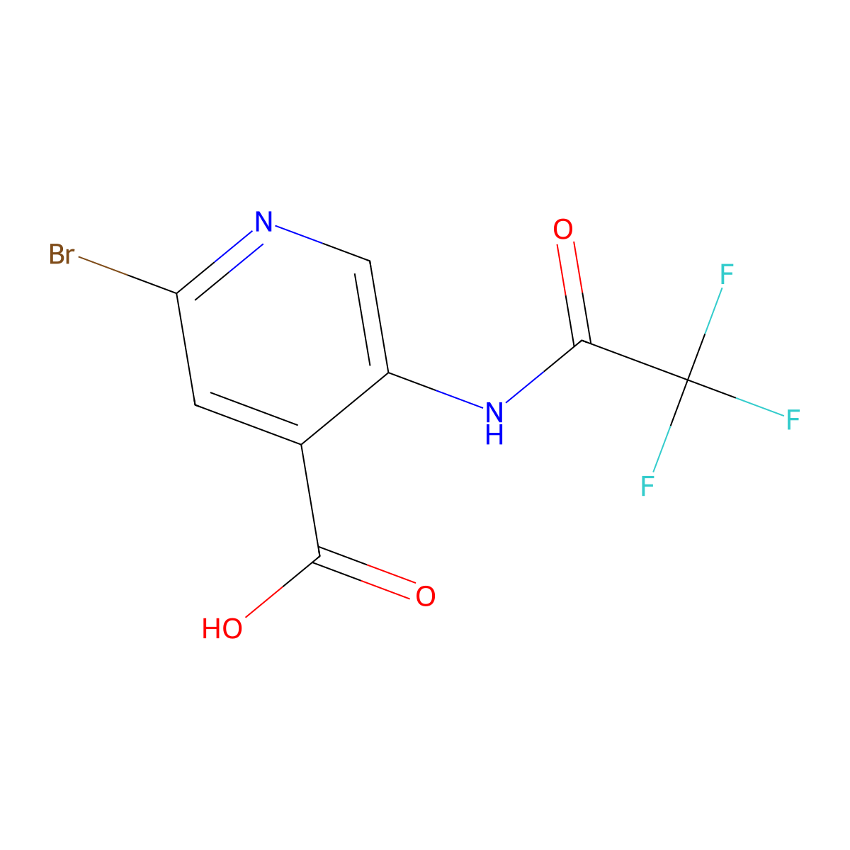 2-Bromo-5-(2,2,2-trifluoroacetamido)pyridine-4-carboxylic acid molecular structure, CAS 2680836-62-6