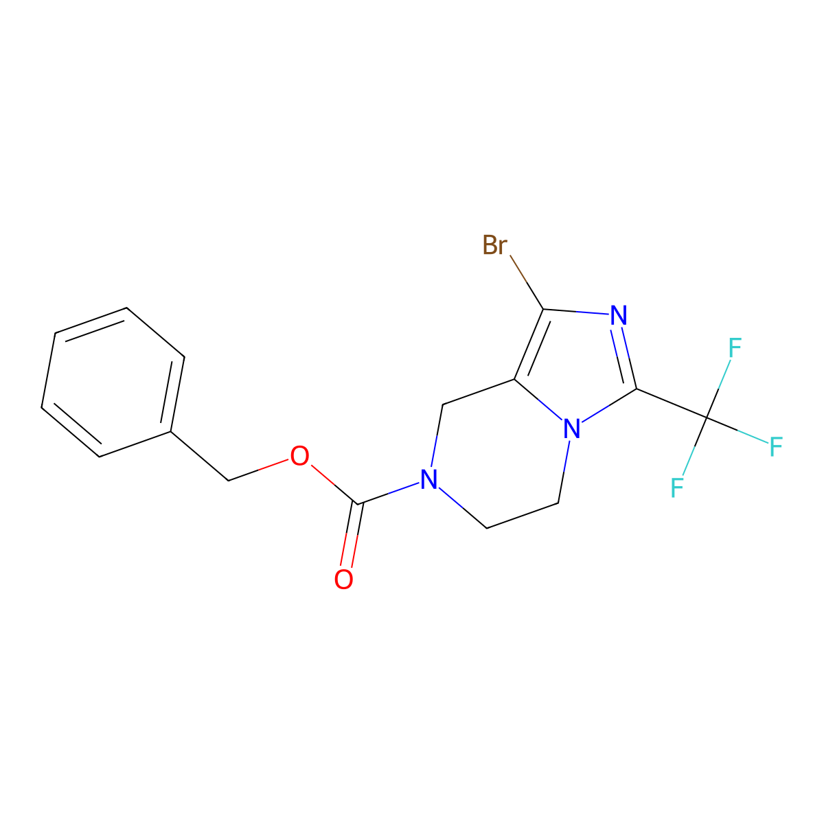 benzyl 1-bromo-3-(trifluoromethyl)-5H,6H,7H,8H-imidazo[1,5-a]pyrazine-7-carboxylate molecular structure, CAS 2680836-66-0