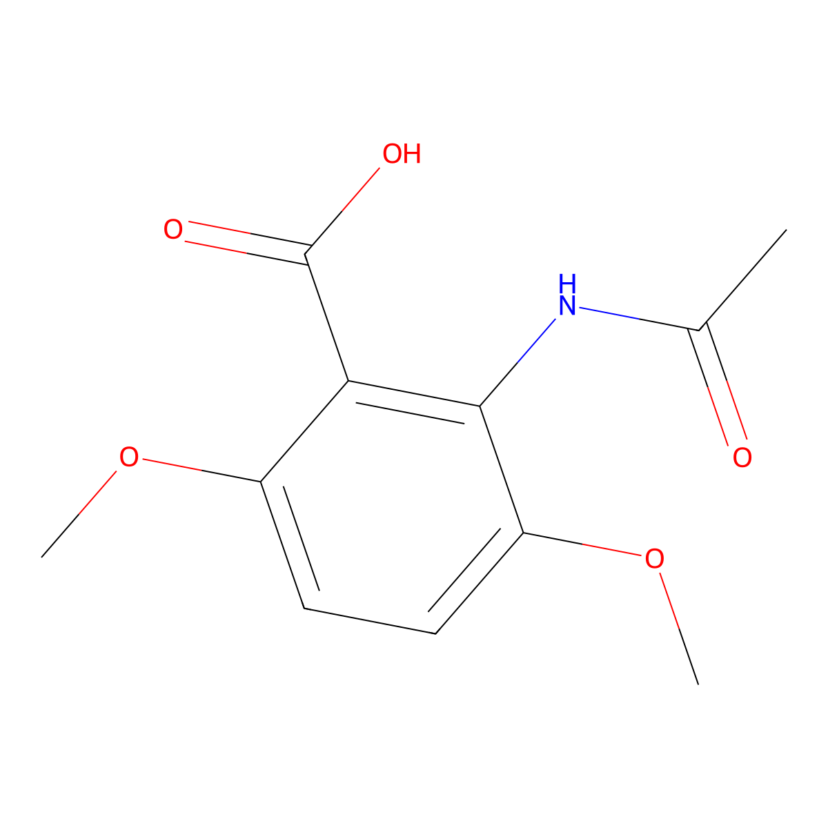 2-Acetamido-3,6-dimethoxybenzoic acid molecular structure, CAS 2680836-79-5