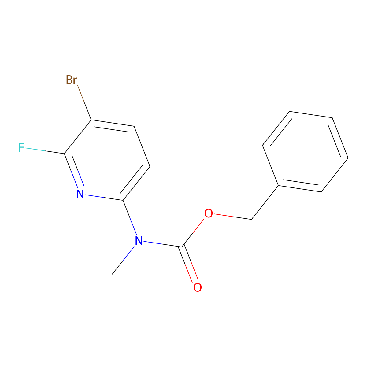 benzyl N-(5-bromo-6-fluoropyridin-2-yl)-N-methylcarbamate molecular structure, CAS 2680836-80-8