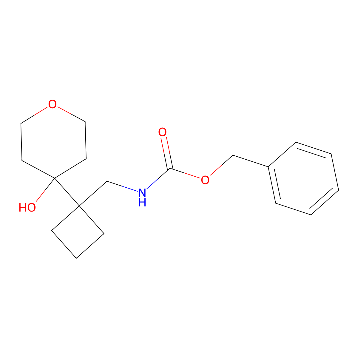 benzyl N-{[1-(4-hydroxyoxan-4-yl)cyclobutyl]methyl}carbamate molecular structure, CAS 2680836-81-9