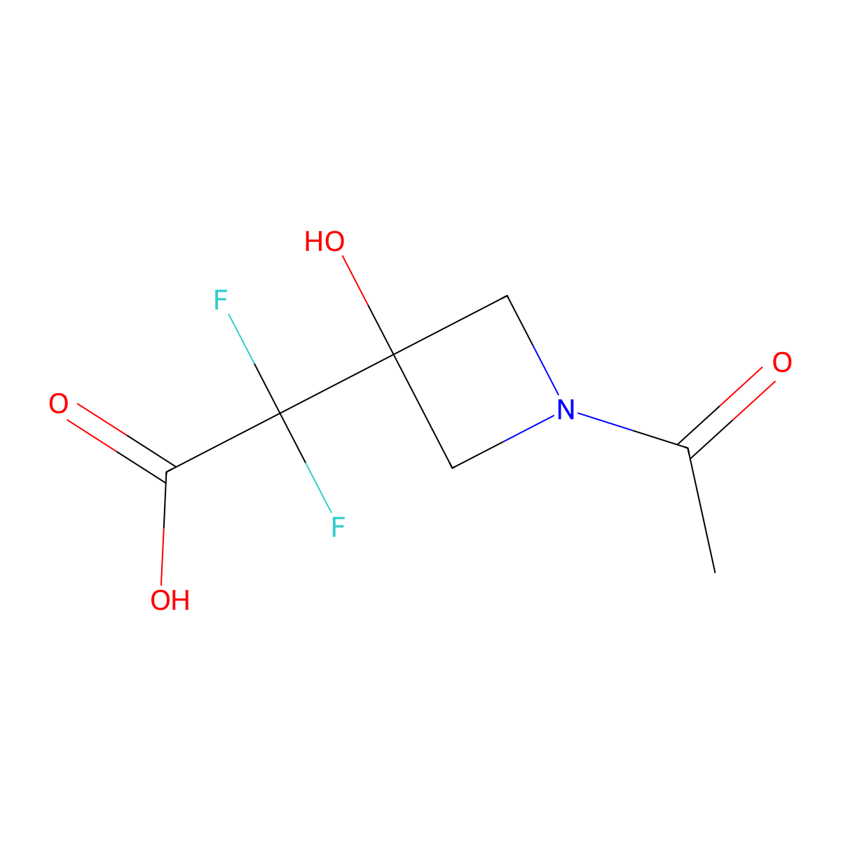 2-(1-Acetyl-3-hydroxyazetidin-3-yl)-2,2-difluoroacetic acid molecular structure, CAS 2680836-82-0