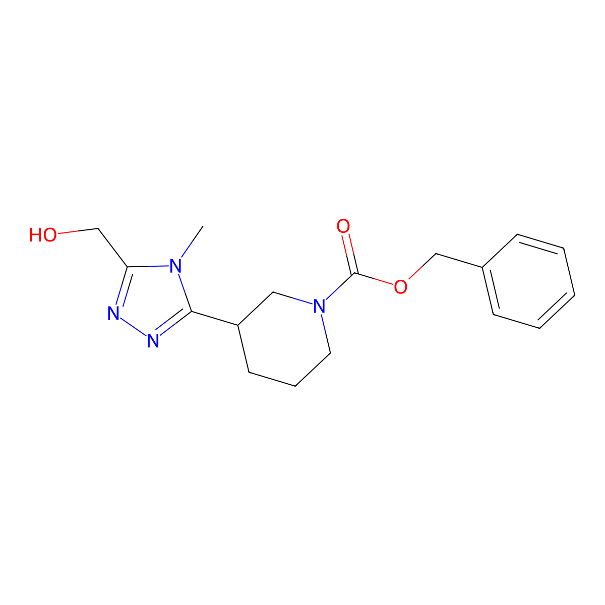benzyl 3-[5-(hydroxymethyl)-4-methyl-4H-1,2,4-triazol-3-yl]piperidine-1-carboxylate molecular structure, CAS 2680836-87-5