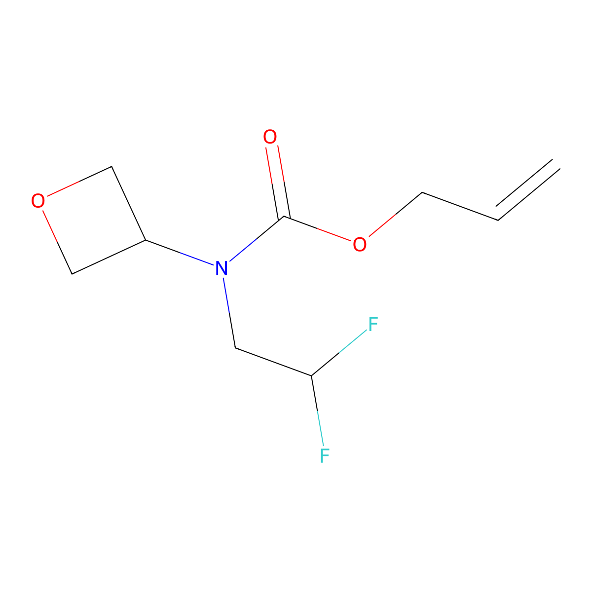 prop-2-en-1-yl N-(2,2-difluoroethyl)-N-(oxetan-3-yl)carbamate molecular structure, CAS 2680836-89-7