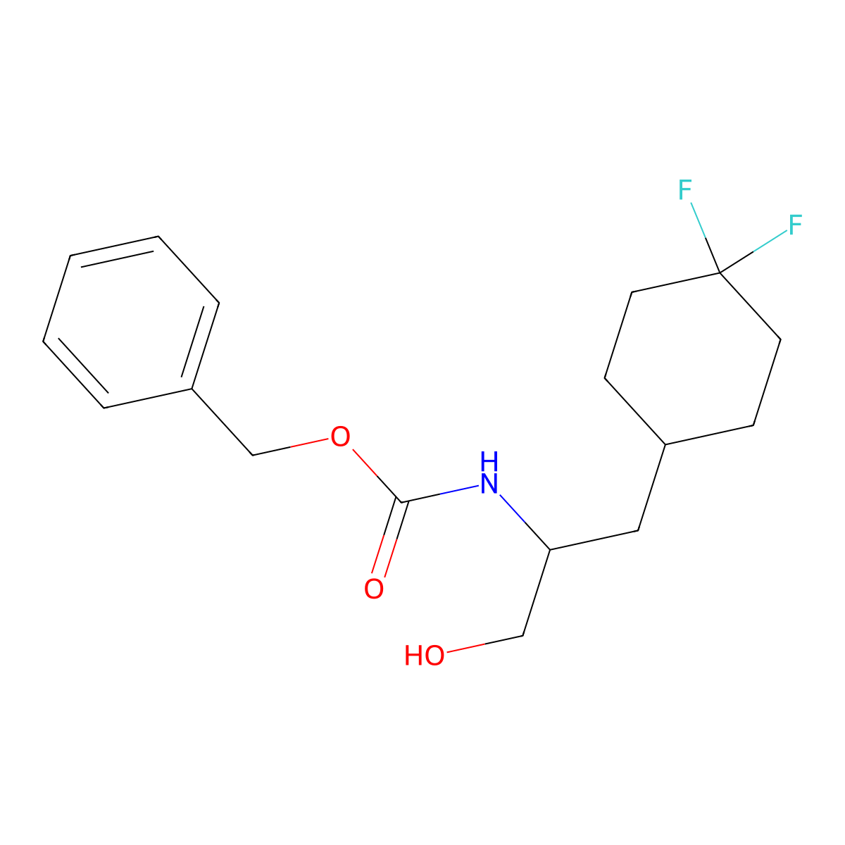 benzyl N-[1-(4,4-difluorocyclohexyl)-3-hydroxypropan-2-yl]carbamate molecular structure, CAS 2680836-92-2