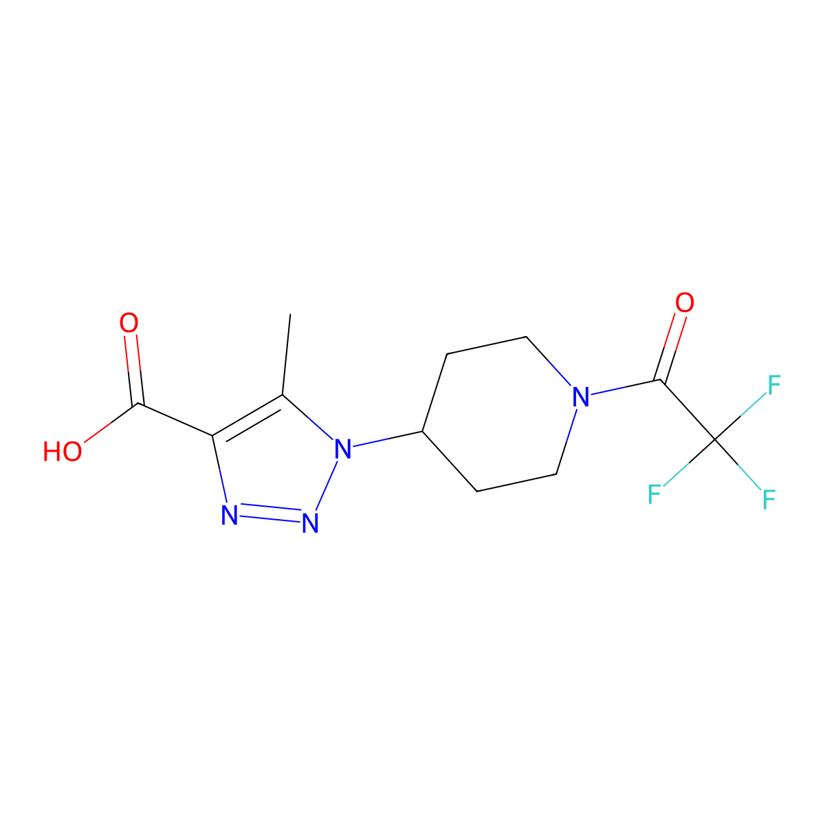 5-methyl-1-[1-(2,2,2-trifluoroacetyl)piperidin-4-yl]-1H-1,2,3-triazole-4-carboxylic acid molecular structure, CAS 2680836-93-3